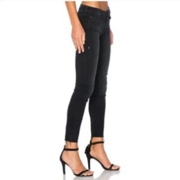 Mother Denim Looker Ankle Fray Blackbird 27 Black - Picture 2 of 7